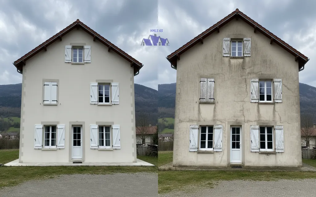 Ravalement de façade par HMLS 65 Service de ravalement de façade et peinture de volets. Artisan peintre en bâtiment HMLS 65 en Hautes-Pyrénées.